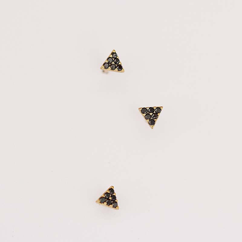 Enhance your style with 9ct Solid Gold Black Triangle Stud Earrings - A chic and modern accessory embellished with sparkling Zircons for a touch of glamour.