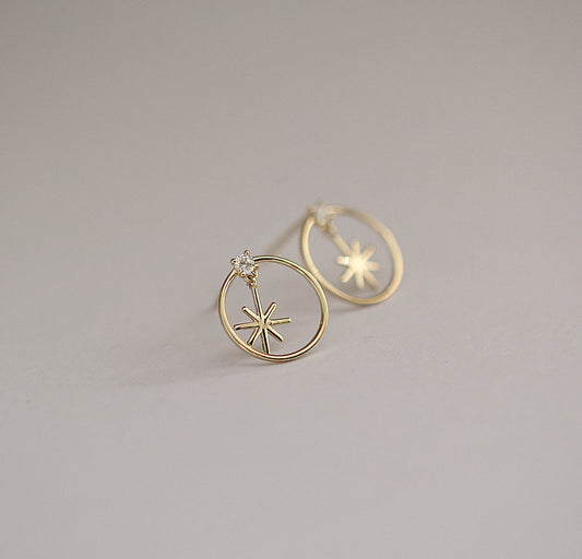 9ct solid gold galaxy studs, intricately handmade to depict the mesmerizing beauty of the cosmos.