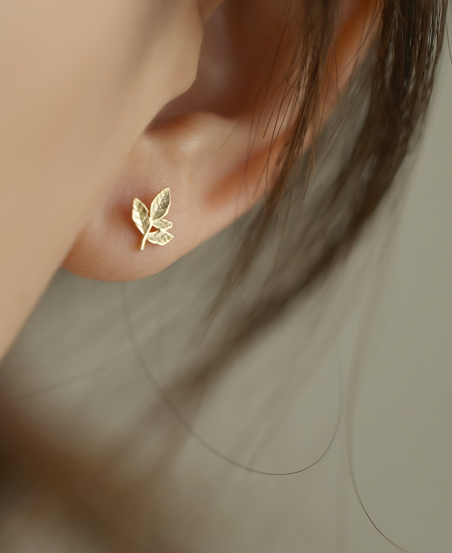 Autumn Leaf Earring Studs - 9ct Solid Gold