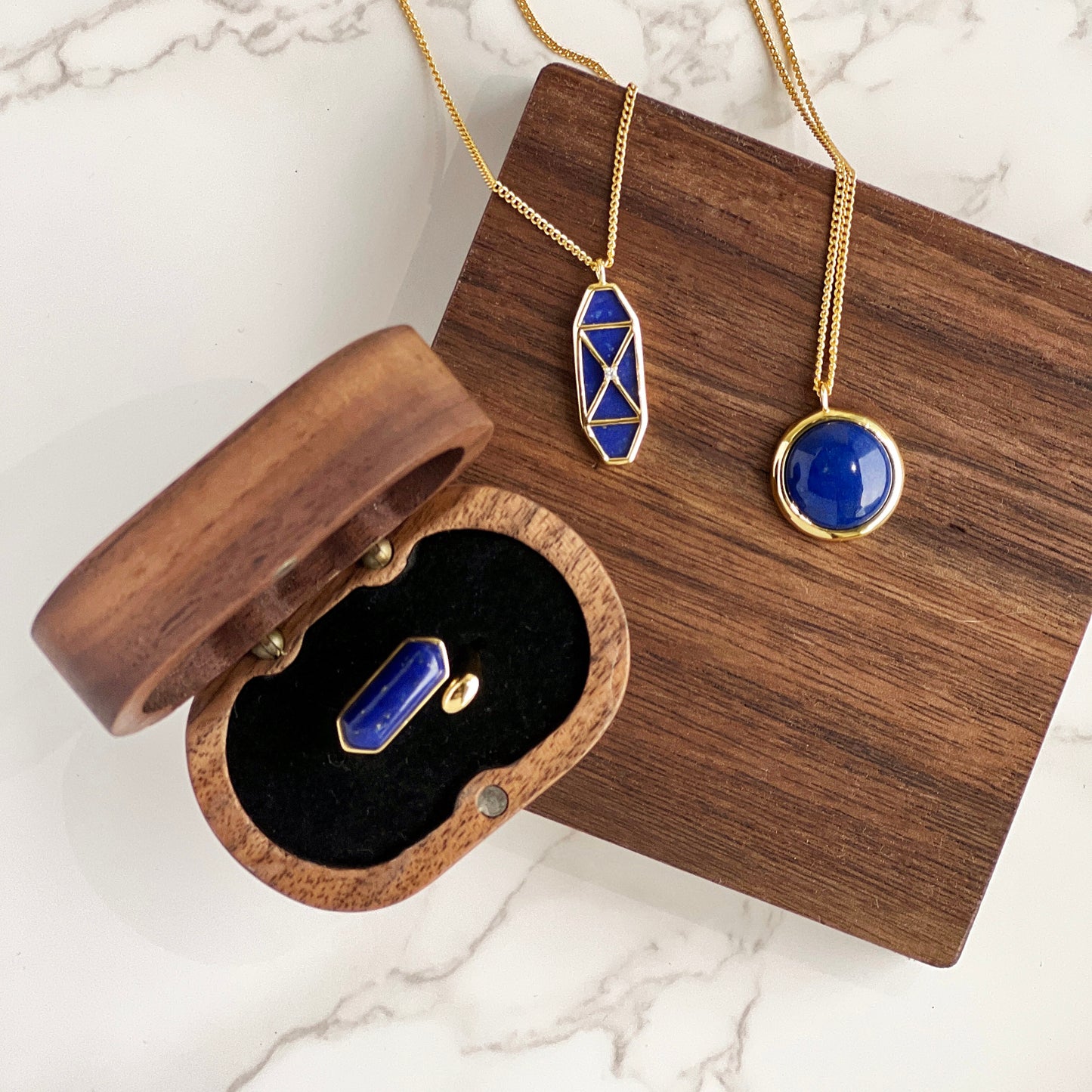 Lapis Lazuli Gemstone Pendant Necklace in Sterling Silver