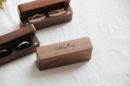 Exquisite Walnut Wedding Ring Box - Handcrafted Elegance for Your Special Day