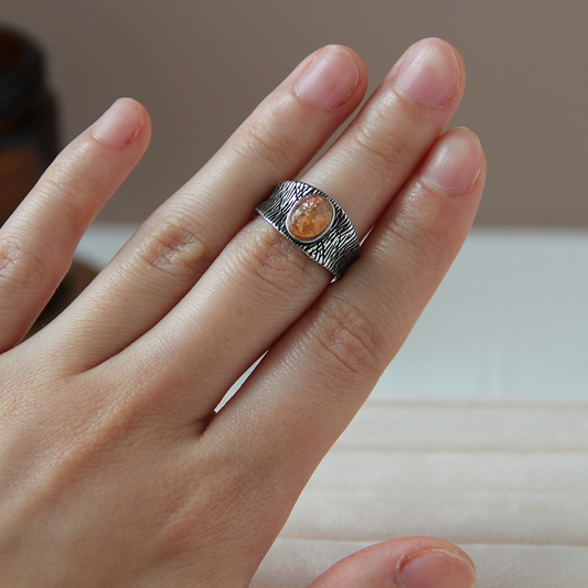 Strawberry Sunset - Golden Strawberry Quartz Vintage Ring -  ONLY ONE AVAILBLE