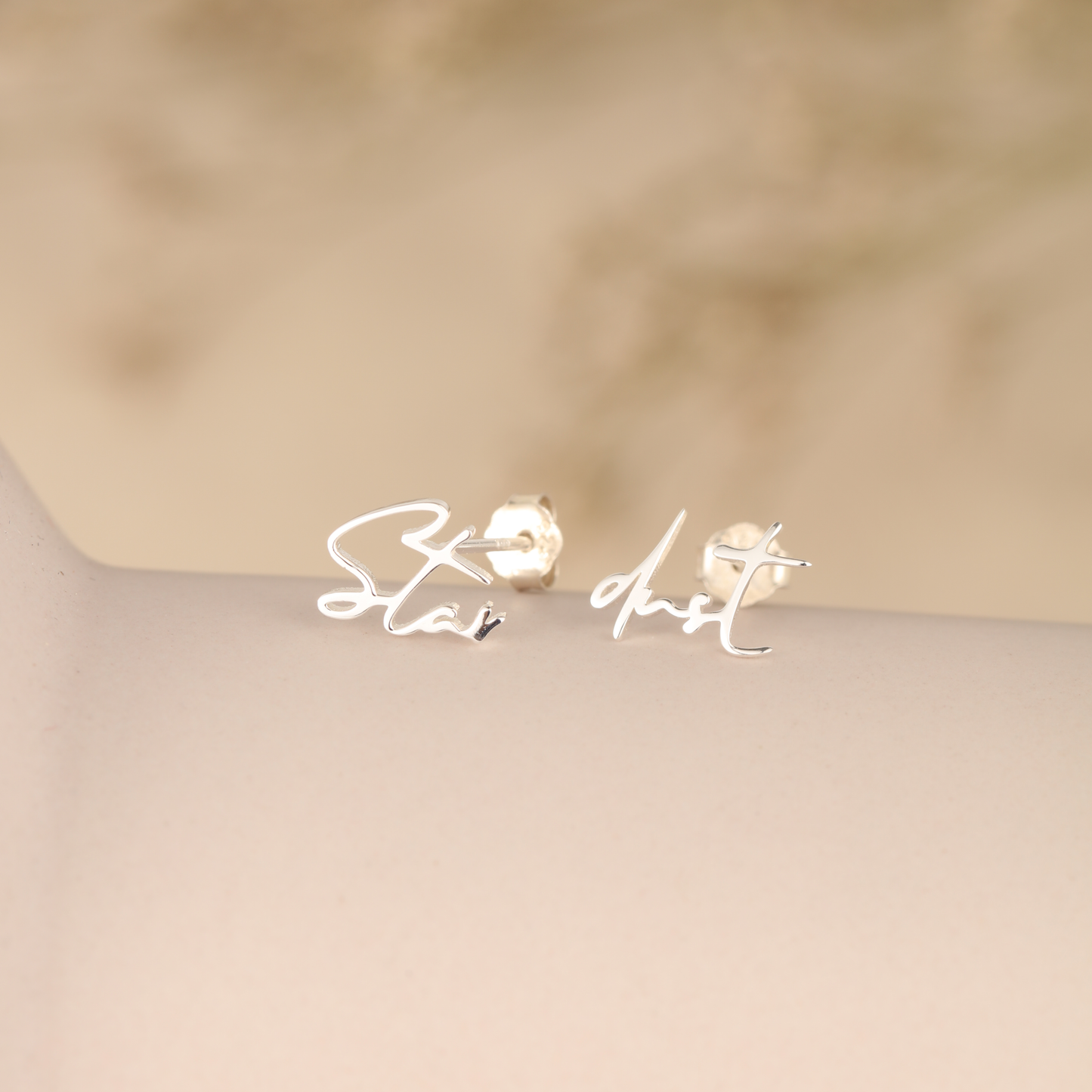 Personalized Handwriting Earrings: Custom Script 925 Sterling Silver Studs