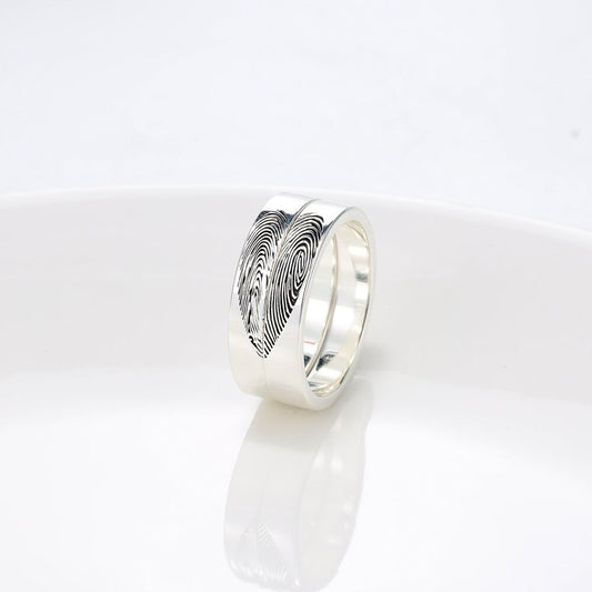 Couples' Fingerprint Rings - 4mm Bands: Personalized Symbols of Love