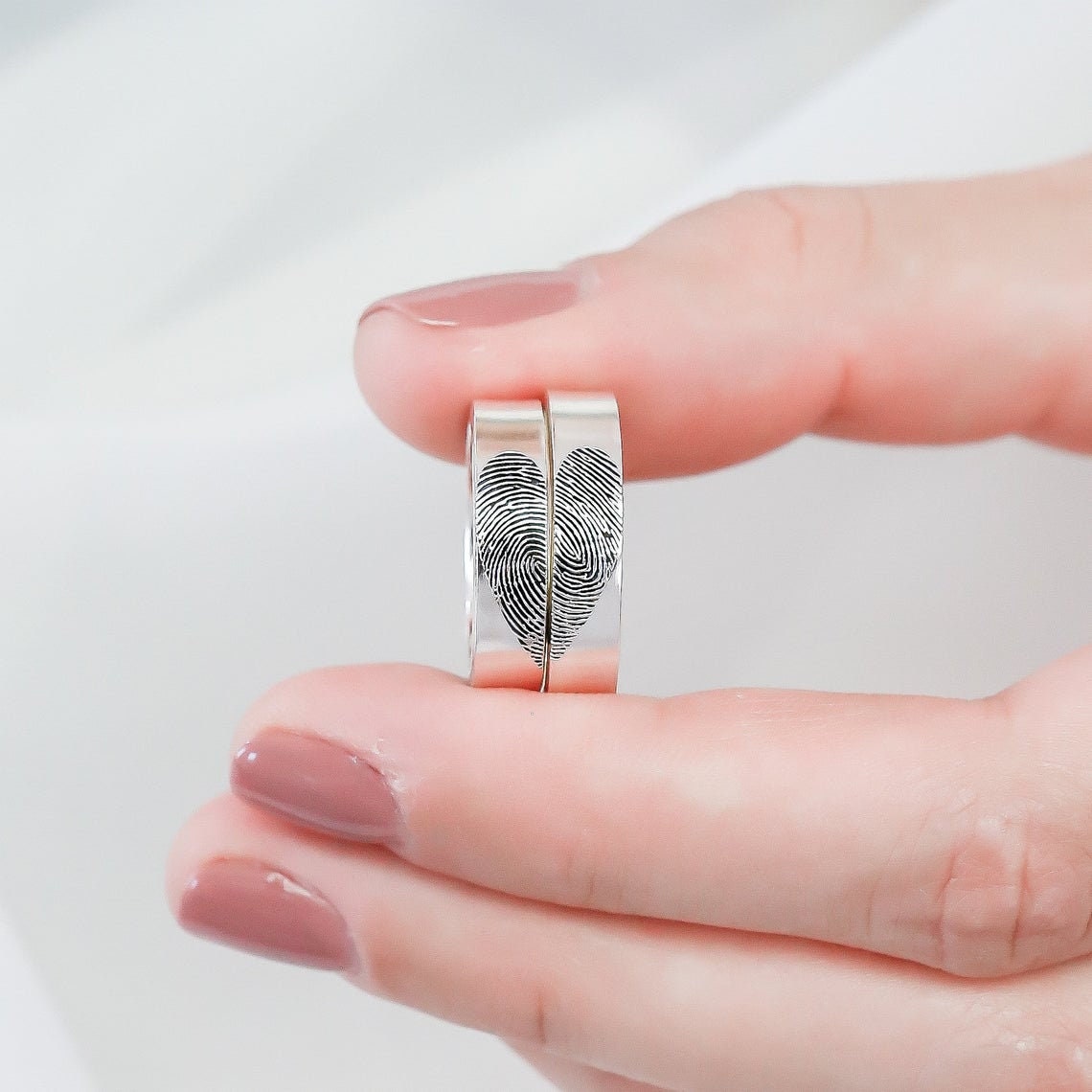 Couples' Fingerprint Rings - 4mm Bands: Personalized Symbols of Love