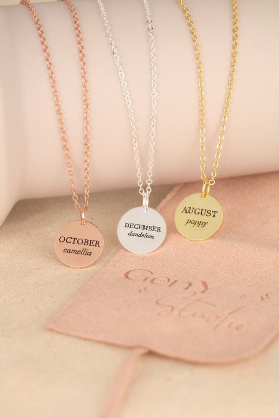 Dainty Birthflower Necklace: Personalized Gift for Her