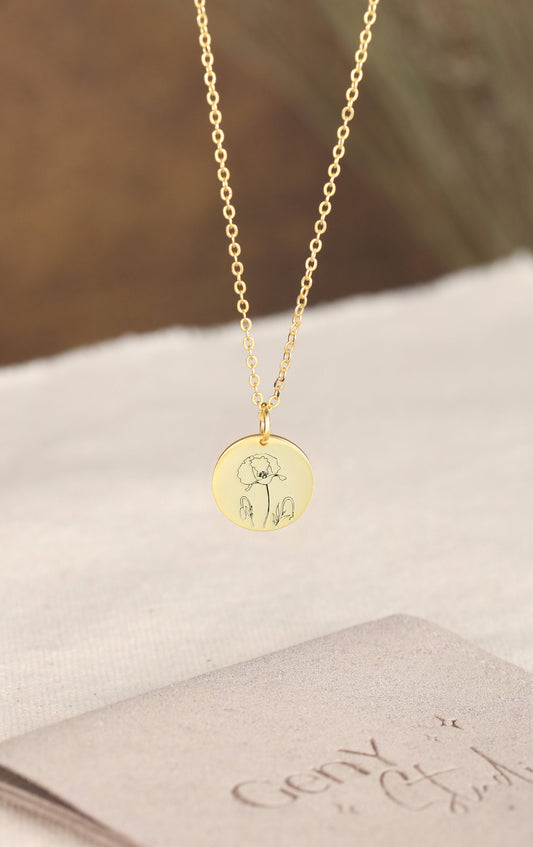 Dainty Birthflower Necklace: Personalized Gift for Her
