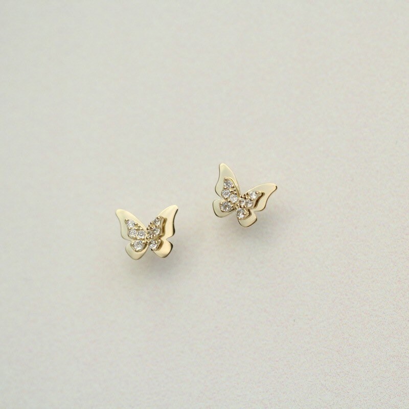 9ct Solid Gold Shiney Butterfly Earring Studs