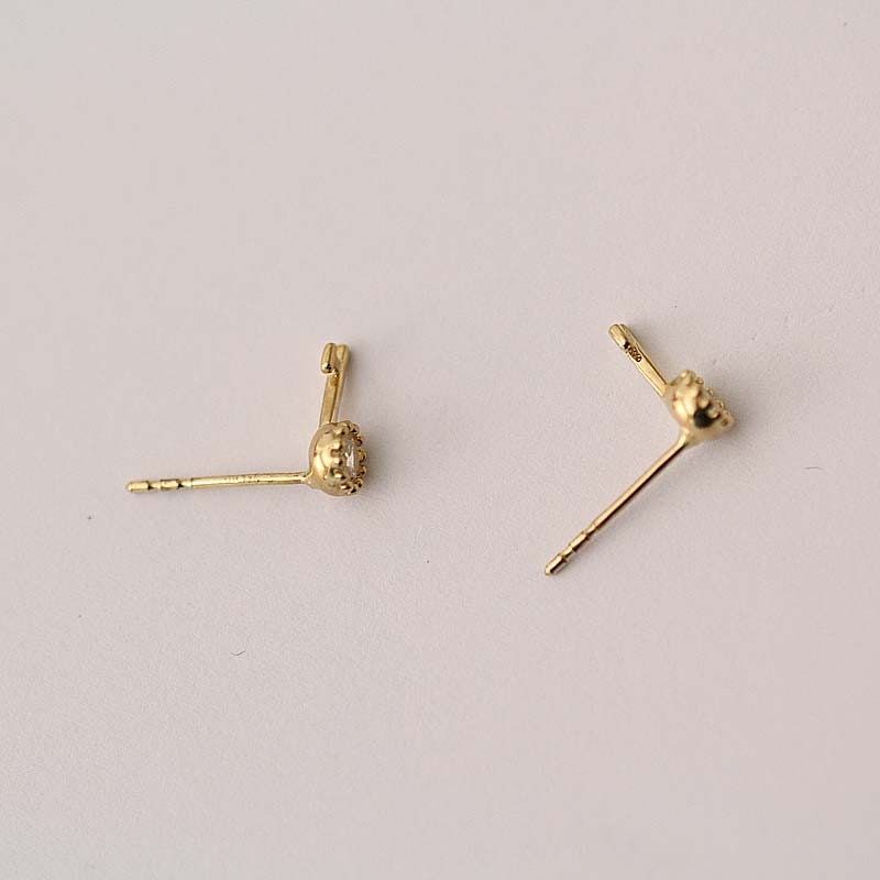 9ct Solid Gold 'Keys to My Heart' Earring Studs on their sides, dainty and luxurious