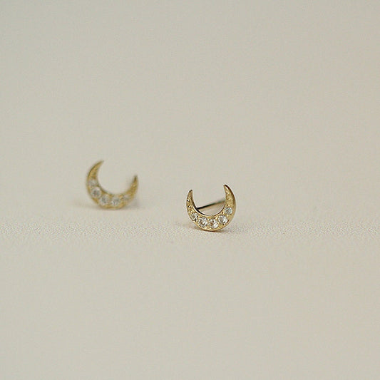 Moon Earring Studs - 9ct Solid Gold