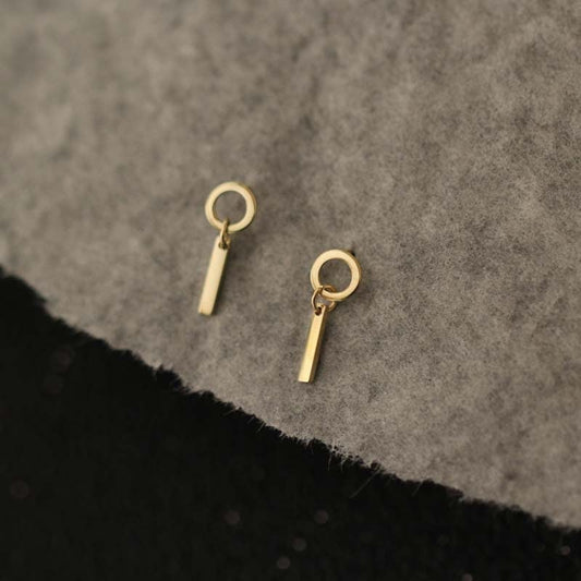 Chic Circle Line Earring Studs: 9ct Solid Gold Elegance