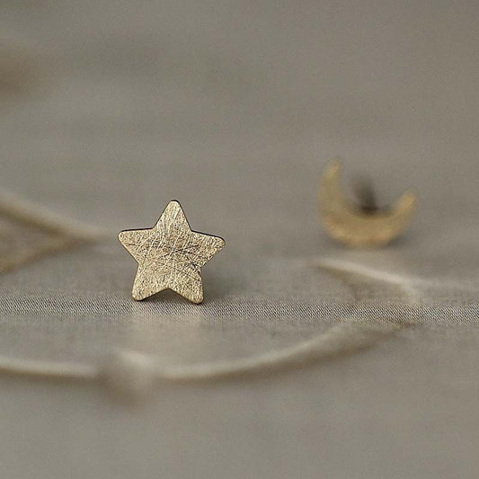 Moon & Stars Dainty 9ct Solid Gold Earrings