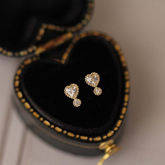 Classic Love Heart Earring Studs - 9ct Solid Gold