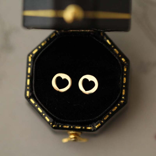 Handmade 9ct Solid Gold Heart Studs