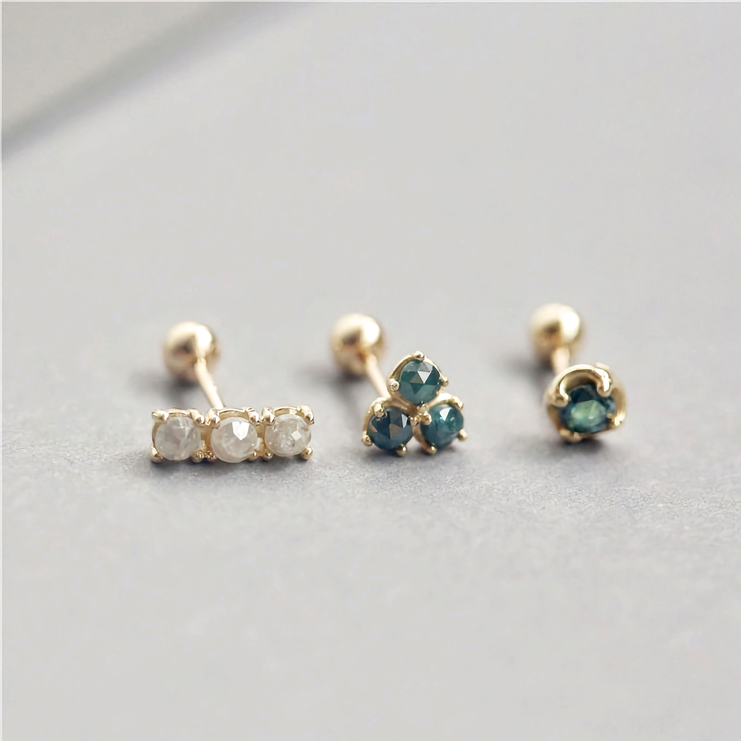 14K Solid Gold Diamond Stud Earrings | Minimalist Handmade Jewelry by GenY