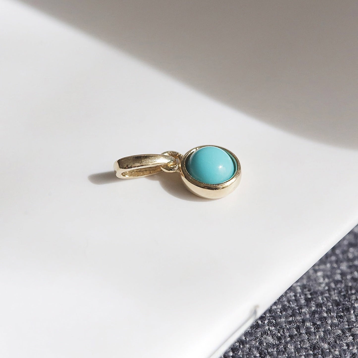 14K Solid Gold Turquoise Pendant | Exquisite Handmade Gemstone Jewelry