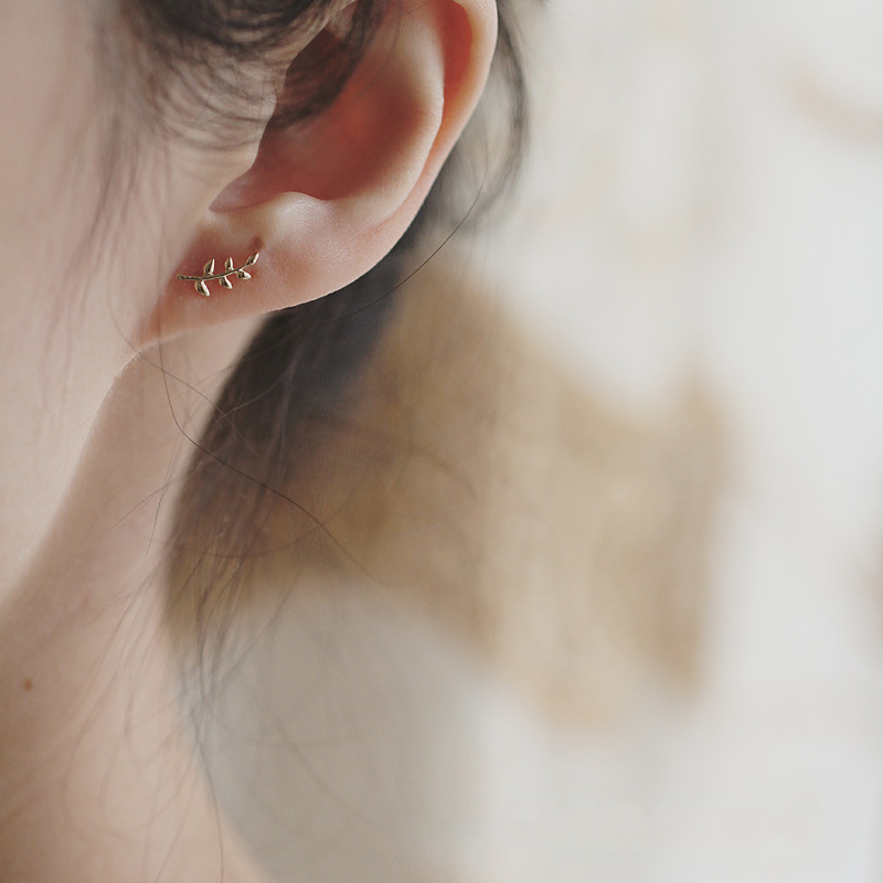 9ct Solid Gold Leaf Branch Earrings | Handmade Nature-Inspired Jewelry