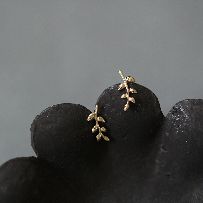 9ct Solid Gold Leaf Branch Earrings | Handmade Nature-Inspired Jewelry