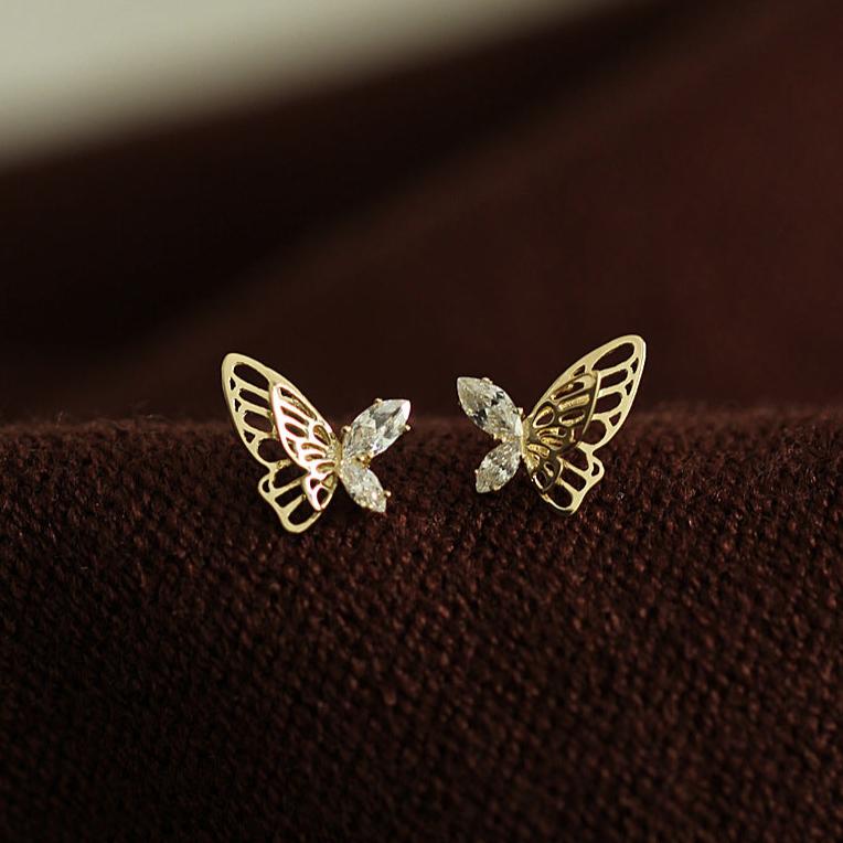 Butterfly 9ct Solid Gold Earrings - 9ct solid gold jewelry - Birthday Gift for Her | GenY Handmade solid gold collection