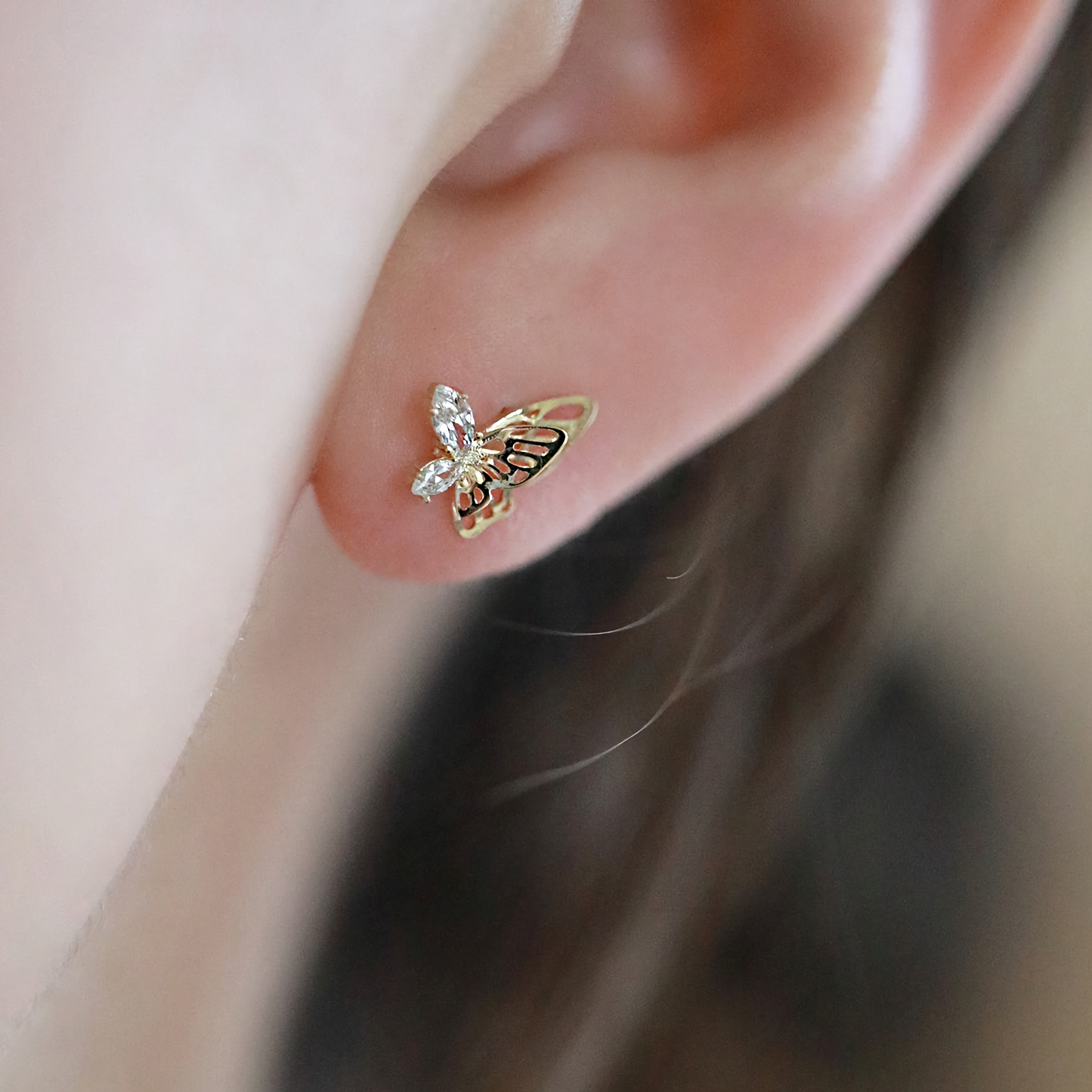 Butterfly 9ct Solid Gold Earrings - 9ct solid gold jewelry - Birthday Gift for Her | GenY Handmade solid gold collection