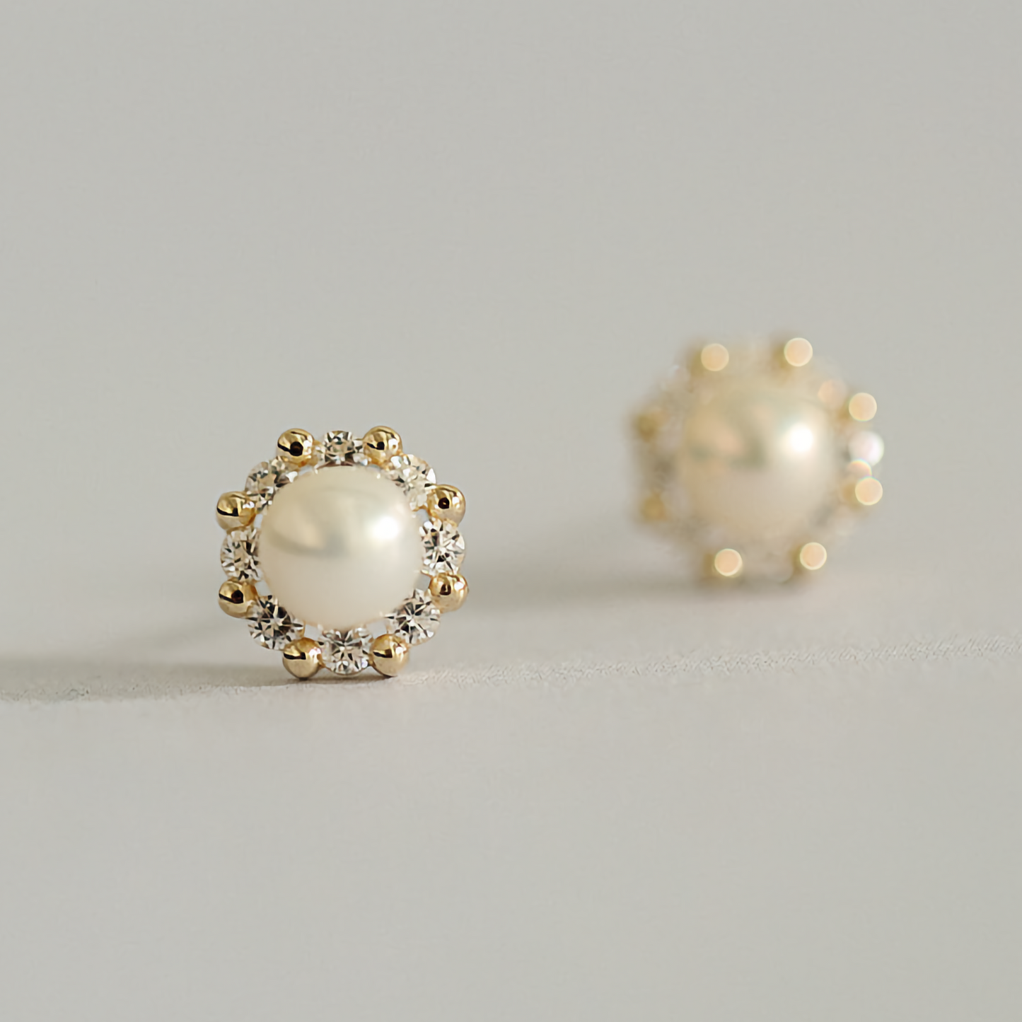 9K Solid Gold Large Pearl Stud Earrings | Minimalist Handmade Jewelry by GenY