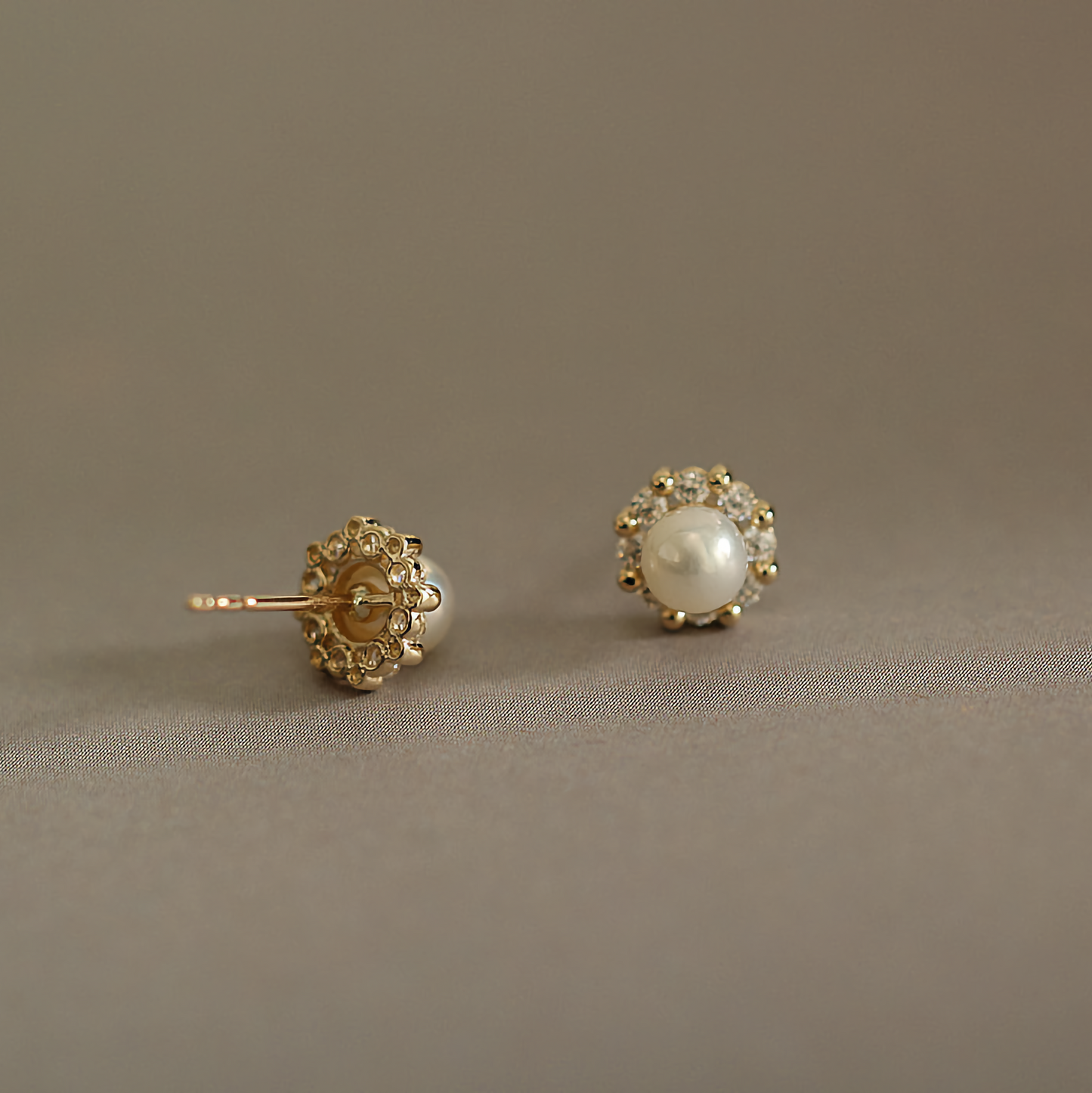 9K Solid Gold Large Pearl Stud Earrings | Minimalist Handmade Jewelry by GenY