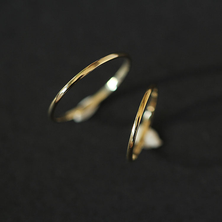 9K Solid Gold Minimalistic Round Thin Bands | Handmade Jewelry by GenYStudio