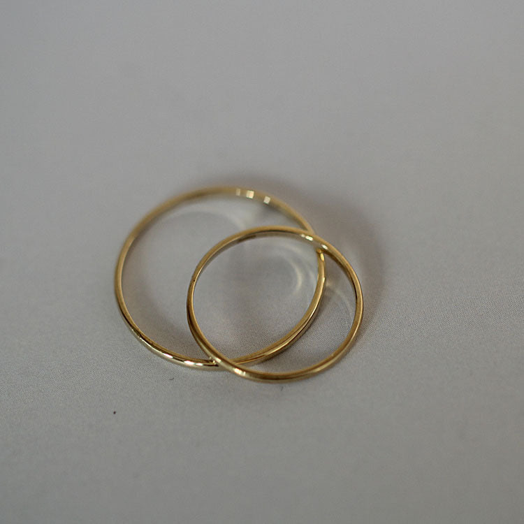 9K Solid Gold Minimalistic Round Thin Bands | Handmade Jewelry by GenYStudio