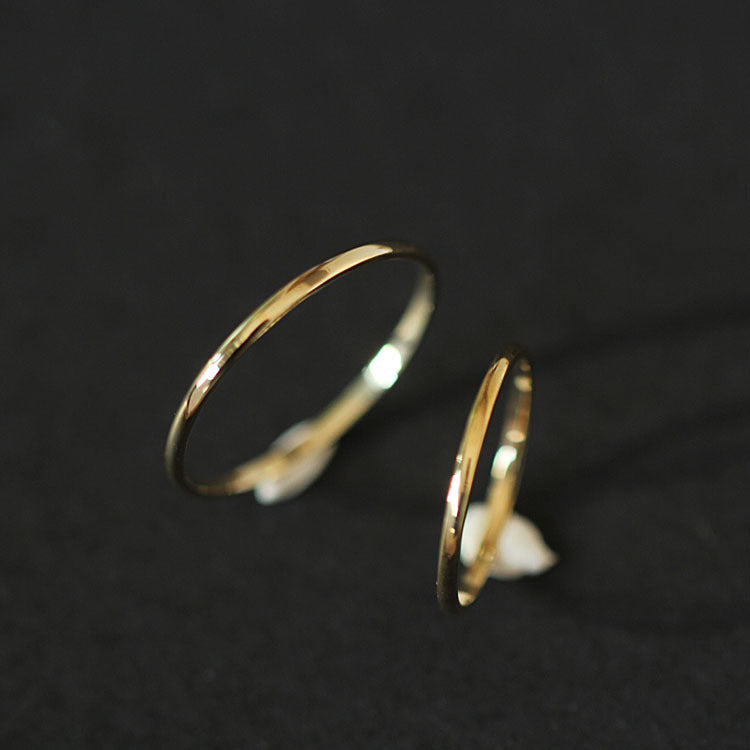 9K Solid Gold Minimalistic Round Thin Bands | Handmade Jewelry by GenYStudio