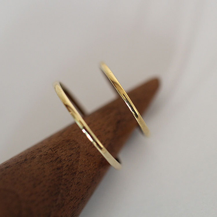 9K Solid Gold Minimalistic Round Thin Bands | Handmade Jewelry by GenYStudio