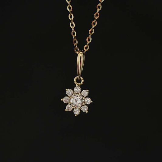 9K Solid Gold Winter Flower Pendant Necklace | Timeless Handmade Floral Jewelry