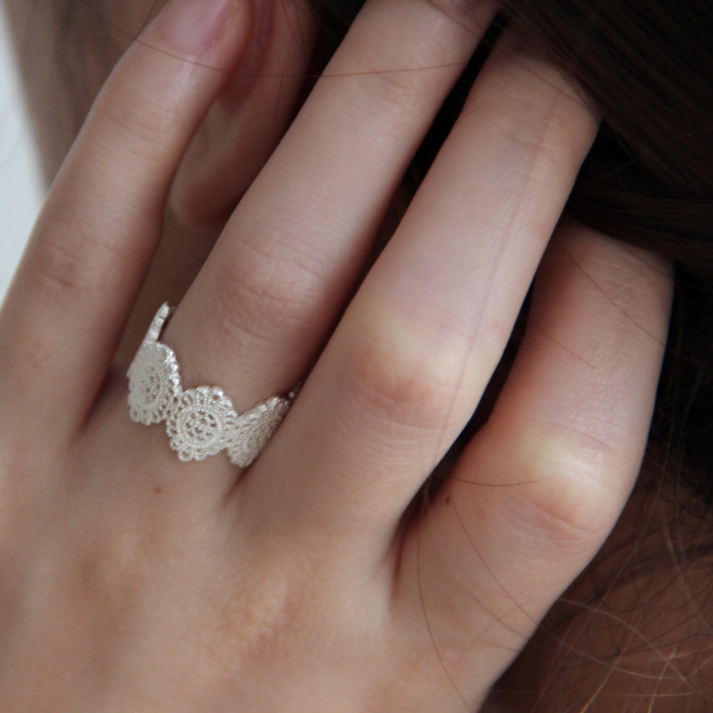 925 Silver Filigree Ring, Vintage Lace Ring, Unique Wide Band Rings, Lace Ring, Sterling Silver Statement Jewelry Gift for Her