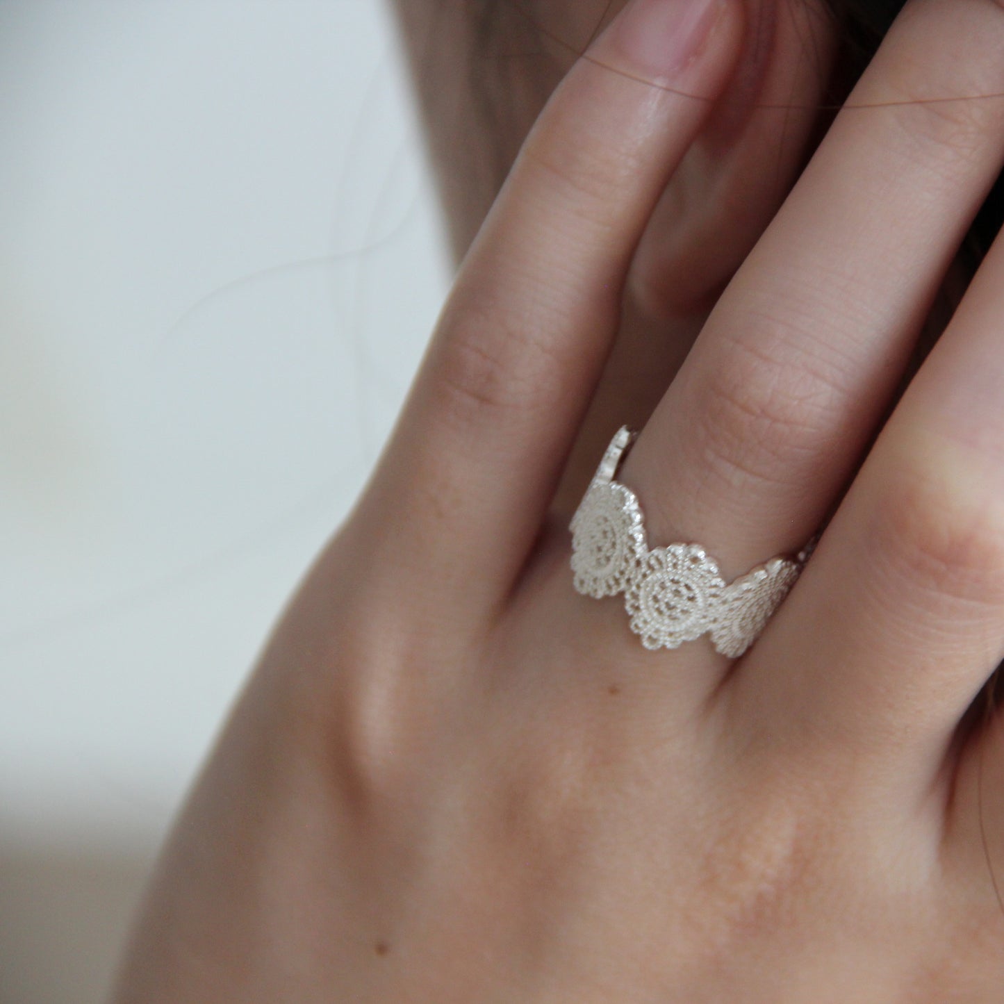 925 Silver Filigree Ring, Vintage Lace Ring, Unique Wide Band Rings, Lace Ring, Sterling Silver Statement Jewelry Gift for Her