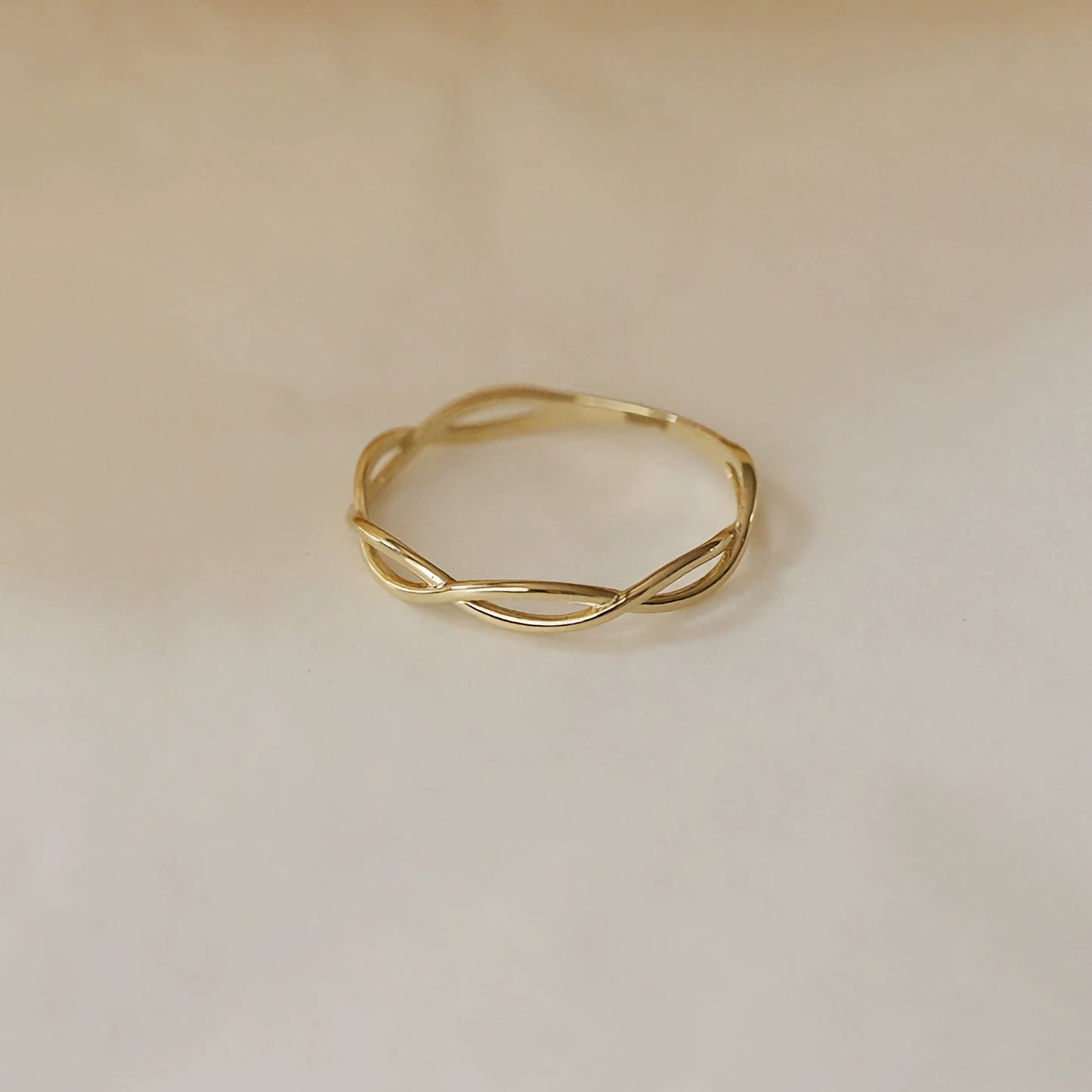 14ct Solid Gold Thin Ring Bands with Zircons | Handmade Jewelry by GenYStudio