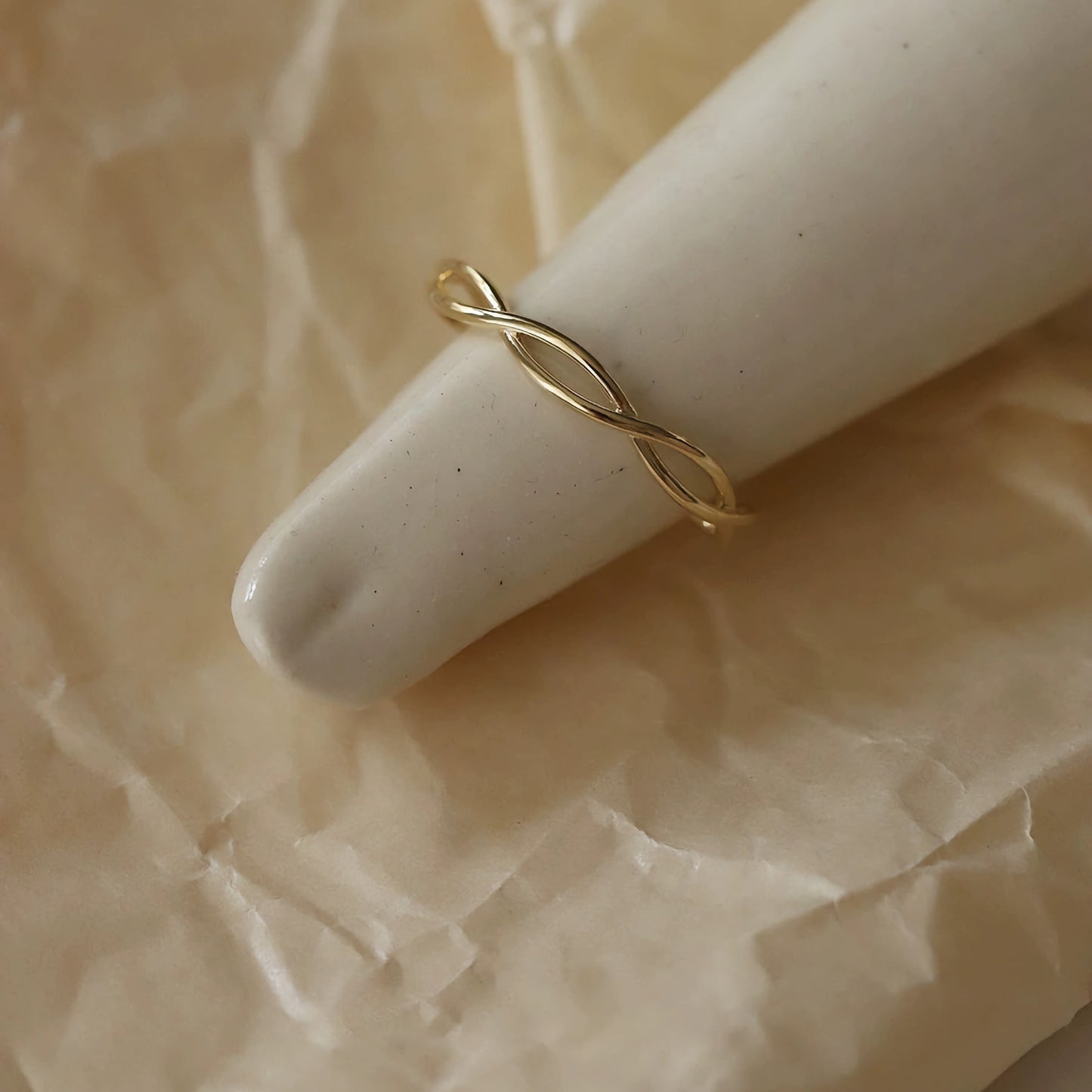 14ct Solid Gold Thin Ring Bands with Zircons | Handmade Jewelry by GenYStudio