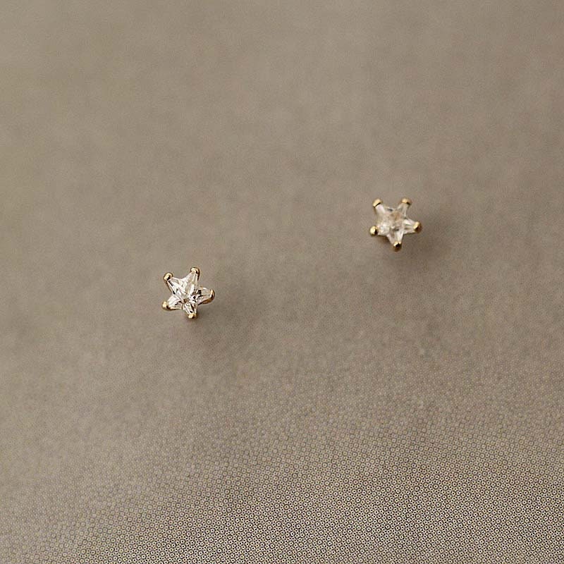 9k Solid Gold Twinkling Stars Stud Earrings | Elegant Jewelry