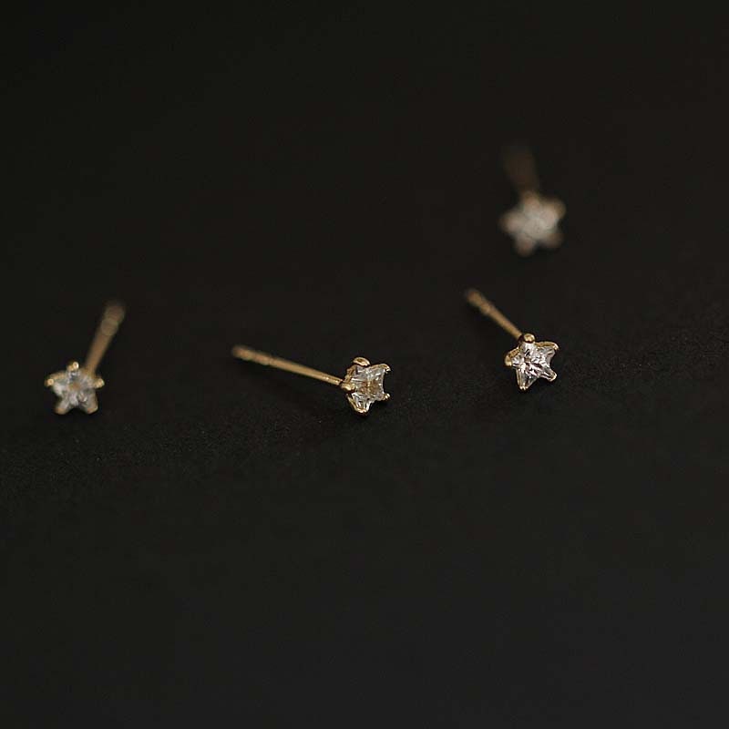 9k Solid Gold Twinkling Stars Stud Earrings | Elegant Jewelry