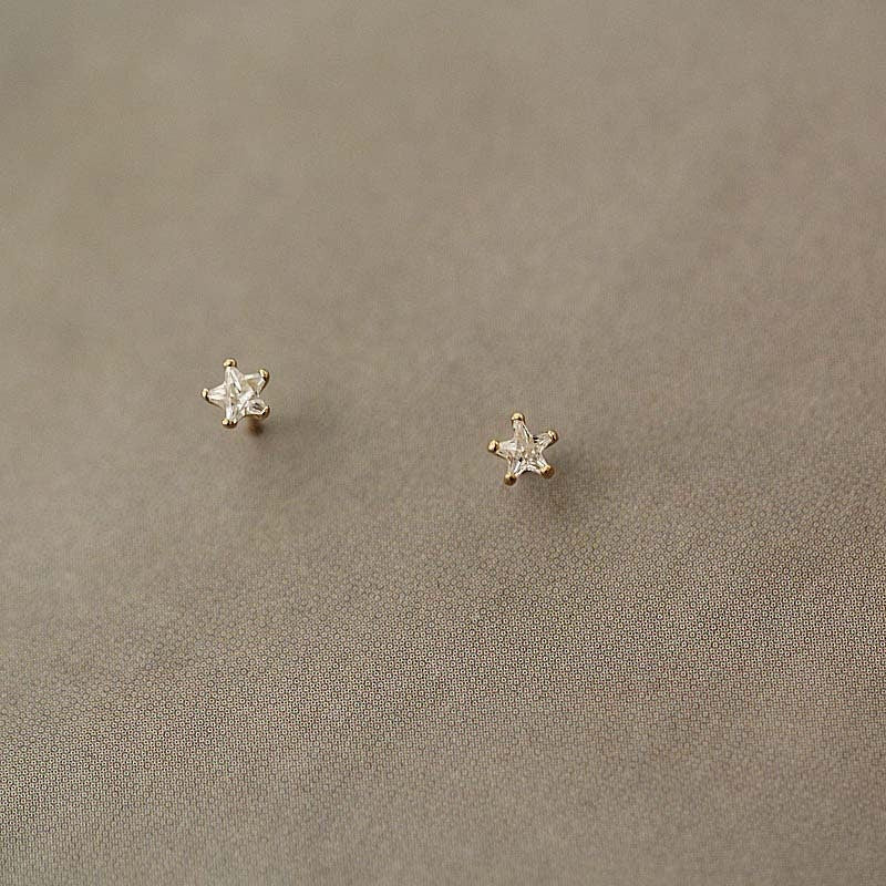 9k Solid Gold Twinkling Stars Stud Earrings | Elegant Jewelry