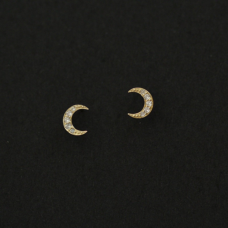 9ct Solid Gold Moon Stud Earrings | Elegant Jewelry