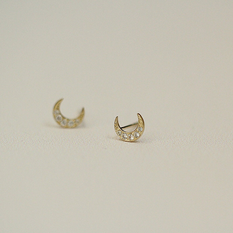 9ct Solid Gold Moon Stud Earrings | Elegant Jewelry