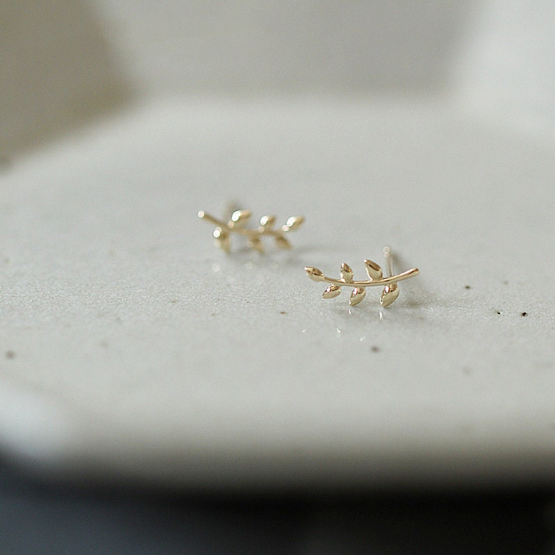 9ct Solid Gold Leaf Branch Earrings | Handmade Nature-Inspired Jewelry